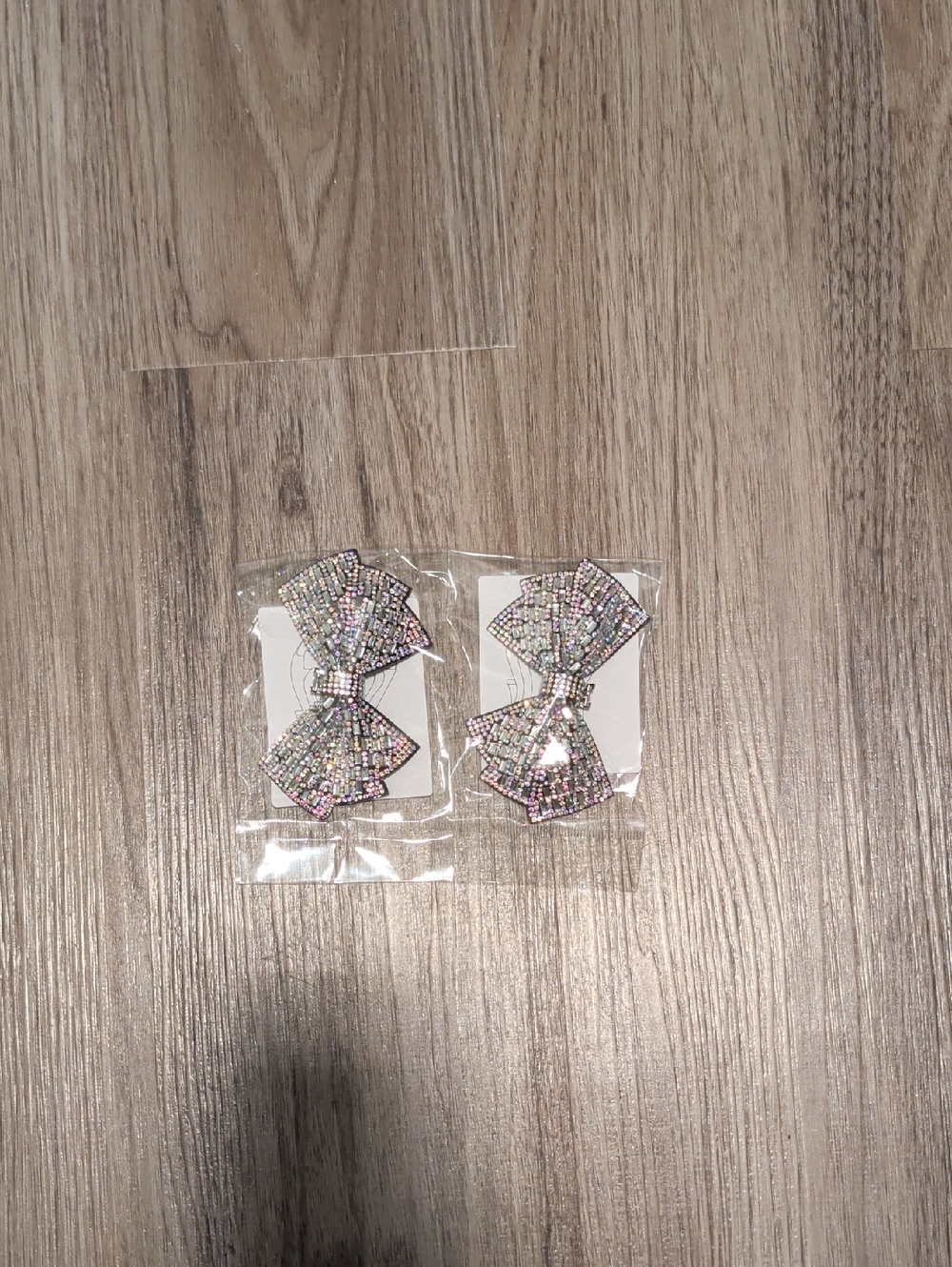 Clip On Crystal Bow Shoe Jewelry - Iridescent Sparkle